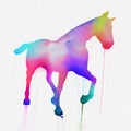 Hand painted horse silhouette in bright colours Royalty Free Stock Photo