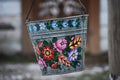 Hand-painted houses with floral motifs, Royalty Free Stock Photo