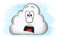 illustration of surprised cartoon cloud