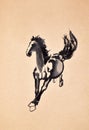 Hand painted ink brush painting of horse in oriental style Royalty Free Stock Photo