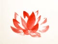 Hand painted ink brush painting of lotus flower in Chinese oriental style Royalty Free Stock Photo