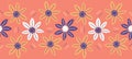 Hand painted large scale floral vector seamless pattern.