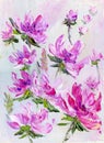 Hand painted modern style purple flowers