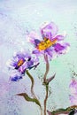 Hand painted modern style Purple peonies flowers