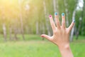 Hand with painted nails