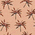 Hand painted palm trees seamless pattern on line abstract textures light brown background color vector EPS10,Design for fashion ,