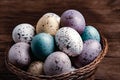 Hand painted pastel colored Easter eggs background. Royalty Free Stock Photo