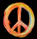 Hand painted peace sign on black Royalty Free Stock Photo