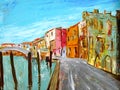 Hand painted picture with acrylic- Venice Italy Europe