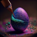 Hand painted purple easter egg, generative AI Royalty Free Stock Photo