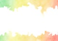 Hand painted rainbow watercolor texture frame isolated on white background. Rectangular vector border