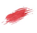 Red watercolor smudge texture with splashes isolated on the white background. Grunge design.