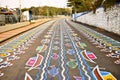 hand painted road at mukutmanipur, westbengal, india by local artists Royalty Free Stock Photo