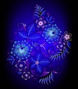 fluorescent blue flowers Royalty Free Stock Photo