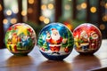 hand painted santa christmas snow balls Royalty Free Stock Photo