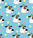 Lovely texture. Hand painted seamless pattern with cute dogs. Watercolor bright cartoon dogs on the background.