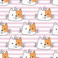 Lovely texture. Hand painted seamless pattern with cute kittens. Watercolor bright cartoon cats on the background.