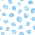 Hand painted soft blue watercolor dots and blots repeat pattern