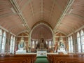 Hand Painted St. John the Baptist German Catholic Church with Ornate Sanctuary in Ammannsville, Texas, with Ornate Statues