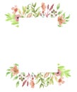 Watercolor Frame Poppy Flower Wreath Floral Hand Painted Garland