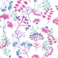Hand painted textured floral seamless pattern