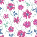 Hand painted textured tender floral seamless pattern