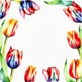 Hand Painted tulips border clipart invitaion