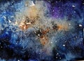 Hand painted water color cosmos night sky
