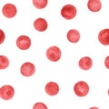 Hand painted watercolor bright red circles seamless pattern on the white background Royalty Free Stock Photo