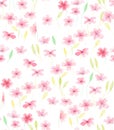Hand painted with watercolor brush seamless pattern with red and Royalty Free Stock Photo