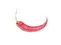 Watercolor cayenne pepper isolated on white background. red pepper, chilli, whole.