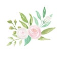 Watercolour Frame Pink Bouquet Wedding Flower Hand Painted Garland Summer Royalty Free Stock Photo