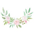 Watercolour Frame Pink White Bouquet Garland Flower Hand Painted Summer Royalty Free Stock Photo