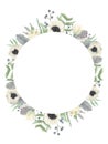 Watercolour Circle Winter Flower Hand Painted Berries Frame Royalty Free Stock Photo