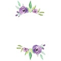 Watercolour Pink Purple Flower Oval Frame Hand Painted Summer Royalty Free Stock Photo
