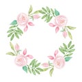 Watercolour Frame Pink Wreath Wedding Flower Hand Painted Garland Summer Royalty Free Stock Photo