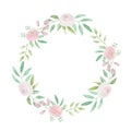 Watercolour Frame Pink Wreath Wedding Flower Hand Painted Garland Summer Royalty Free Stock Photo