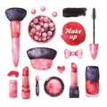 Hand painted watercolor cosmetic set Royalty Free Stock Photo