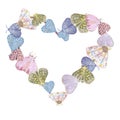 Hand painted watercolor delicate butterflies heart