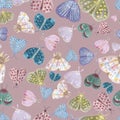 Hand painted watercolor delicate moth pattern on pink Royalty Free Stock Photo