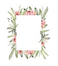 Hand-painted frame watercolor design elements. Floral tropical leaves motifs. Watercolor set of wreaths and laurels. Frame set Royalty Free Stock Photo