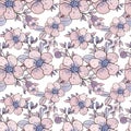 Hand painted watercolor floral pattern pink purple colors seamless