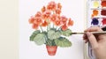 Hand-painted Watercolor Flowers: Light Red And Light Orange