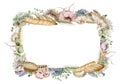 Rustic Watercolor Bread Wreath with Flowers and Wheat