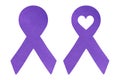 Purple Ribbon set: with little love heart and blank one variation, that can be used as template for text or logo.