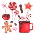 Watercolor Christmas sweets set Royalty Free Stock Photo