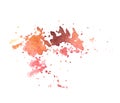 Hand painted watercolor shades of autumn red spots and splashes. Illustration template background