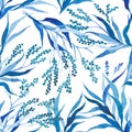 Hand painted watercolor leaves seamless floral pattern vector background. leaf pattern. spring and summer vector pattern Royalty Free Stock Photo