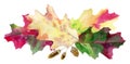 Hand painted watercolor mockup clipart template of autumn leaves