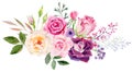 Hand painted watercolor mockup clipart template of roses Royalty Free Stock Photo